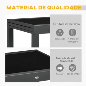 Outsunny Mesa de Jardim Extensível de Alumínio Mesa de Jantar Retangul