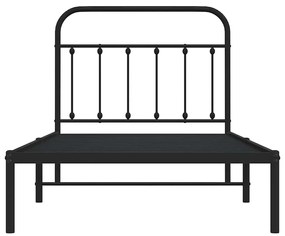 Estrutura de cama com cabeceira 100x190 cm metal preto