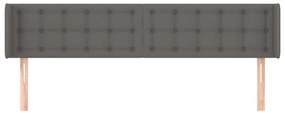 Cabeceira de cama c/ abas couro artificial 203x16x78/88cm cinza