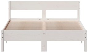 Cama sem colchão 140x190 cm madeira de pinho maciça branco