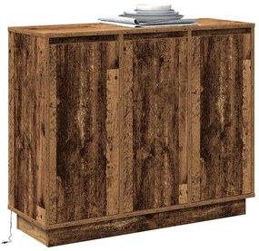 Aparador vidaXL com LED em Madeira Antiga 90x32x75 cm em Madeira de En