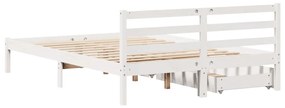 Cama sem colchão 140x190 cm madeira de pinho maciça branco