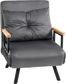 Poltrona Convertível em Cama Poltrona 3 em 1 Convertível em Cama com Encosto Ajustável em 5 Níveis 63x73x81 cm Cinza