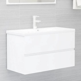 Armário de lavatório 80x38,5x45 cm contraplacado branco