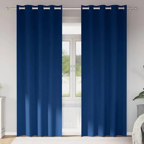 vidaXL Cortinas Blackout com Argolas 2 pcs Azul Escuro 245 x 140 cm