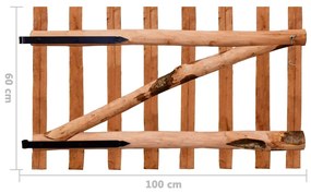 Portão para cerca 1 pc 100x60 cm madeira de aveleira impregnada