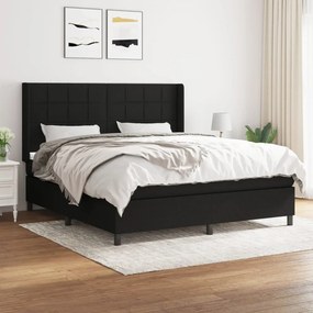 vidaXL Cama com molas/colchão 160x200 cm tecido preto