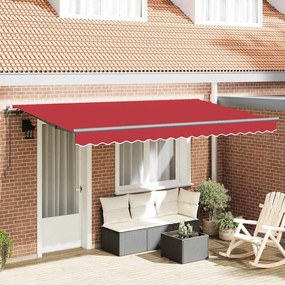 vidaXL Toldo Retrátil Vermelho 400 x 200 cm tecido