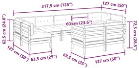 9 pcs conjunto sofás de jardim c/ almofadões pinho impregnado