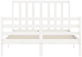 Cama sem colchão 140x200 cm madeira de pinho maciça branco