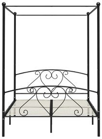 Estrutura de cama com dossel metal 140x200 cm preto