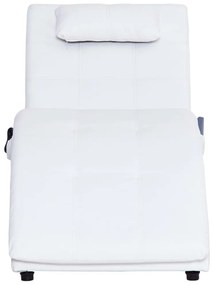 Chaise longue de massagem c/ almofada couro artificial branco