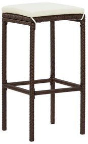 5 pcs conjunto de bar p/ jardim acácia maciça/vime PE castanho