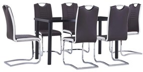 vidaXL 7 pcs conjunto de jantar couro artificial castanho