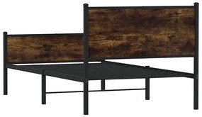Estrutura de cama sem colchão 120x200 cm metal carvalho fumado