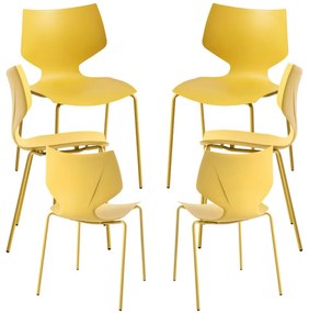 Pack 6 Cadeiras Plecy - Amarelo