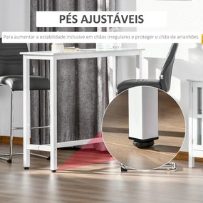 Mesa de Bar Mesa Alta (BANCOS NÃO INCLUIDOS) com Bancada de Efeito Marmorizado e Pés de Metal Estilo Moderna para Cozinha Bistro Cafeteria 120x40x100c