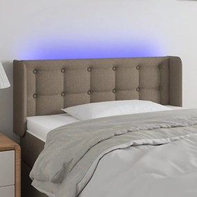 Cabeceira cama luzes LED tecido 83x16x78/88cm cinza-acastanhado