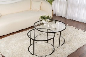 Conjunto de Mesa de Centro "Tavolino Vetro Nero" - Preto - Design Mode