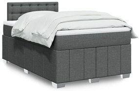 Cama boxspring com colchão 120x190 cm tecido cinzento-escuro