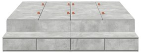 Cama de armazenamento Cinza Concreto 140x200 cm