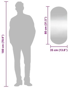 Espelho de parede oval 35x80 cm vidro