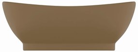 Lavatório luxuoso oval 58,5x39 cm cerâmica creme mate