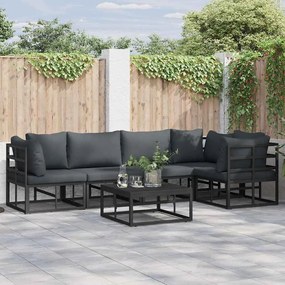 vidaXL Conjunto de Sofá de Jardim 5 pcs Preto 283 x 143 x 71 cm