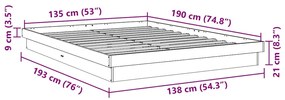 Estrutura de cama sem colchão 135x190 cm de madeira de carvalho