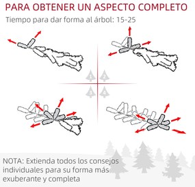 HOMCOM Árvore de Natal Artificial 150cm com 676 Ramas e 41 Pinhas Folh