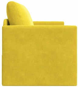 Sofá-Cama de Chão 2 em 1 Amarelo 124x204x61 cm Veludo