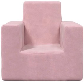 Sofá infantil de pelúcia rosa