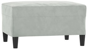 4 pcs conjunto de sofás com almofadões veludo cinzento-claro