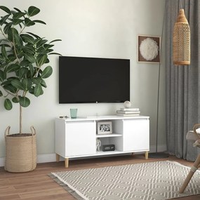 Móvel de TV c/ pernas de madeira maciça 103,5x35x50 cm branco