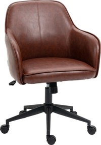 Cadeira de escritório Vinsetto, regulável em altura, função giratória, 58,5 cm x 62 cm x 91 cm, Marrom | Aosom Portugal