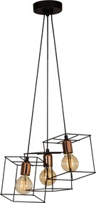Candeeiro de Teto Fellini – Preto e Cobre – 40 x 15 cm
