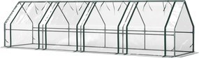 Mini-estufa de jardim em túnel 360 x 90 x 90 cm com 4 janelas com fecho de correr, aço, PE 140 g/m², proteção anti-UV, transparente