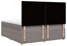 Cama com molas/colchão 200x200 cm tecido castanho-acinzentado