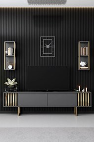 Conjunto de Mobiliário de Sala de Estar Gold Line – Antracite/Dourado