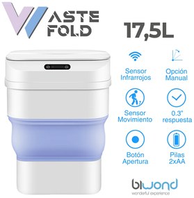 Caixote Lixo Inteligente Sensor 17,5 L / 8L  Azul Biwond