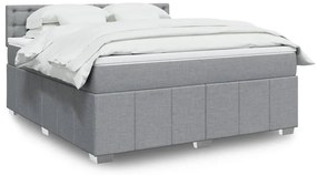 vidaXL Cama com molas/colchão 180x200 cm tecido cinzento-claro