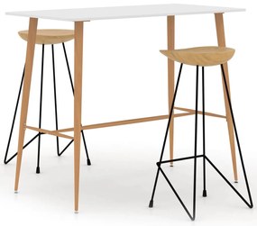 vidaXL 3 pcs conjunto de bar branco