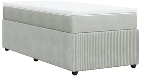 Cama com molas/colchão 90x200 cm veludo cinza-claro