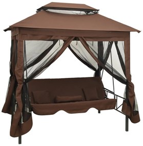 vidaXL Gazebo com baloiço conversível cor café