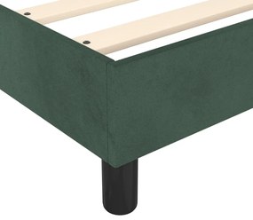 Estrutura de cama sem colchão 100x200 cm veludo verde-escuro