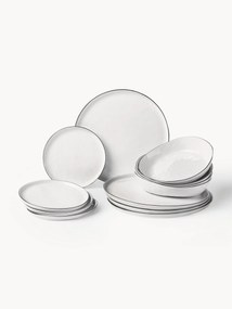 Conjunto de loiça em porcelana artesanal Salt, 4 pessoas, conjunto de 12
