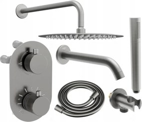 Mexen Kai DR70 conjunto de banho e duche embutido com chuveiro de 30 cm, grafite - 77602DR70301-66