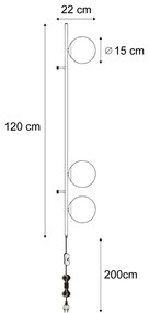 Candeeiro de Parede de Design Preto com Vidro Fosco 3-Luzes - Vertical Design