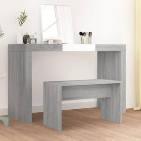 vidaXL Banco de toucador 70x35x45cm derivados madeira cinzento sonoma