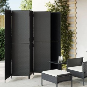vidaXL Biombo de divisão 6 painéis vime PE preto